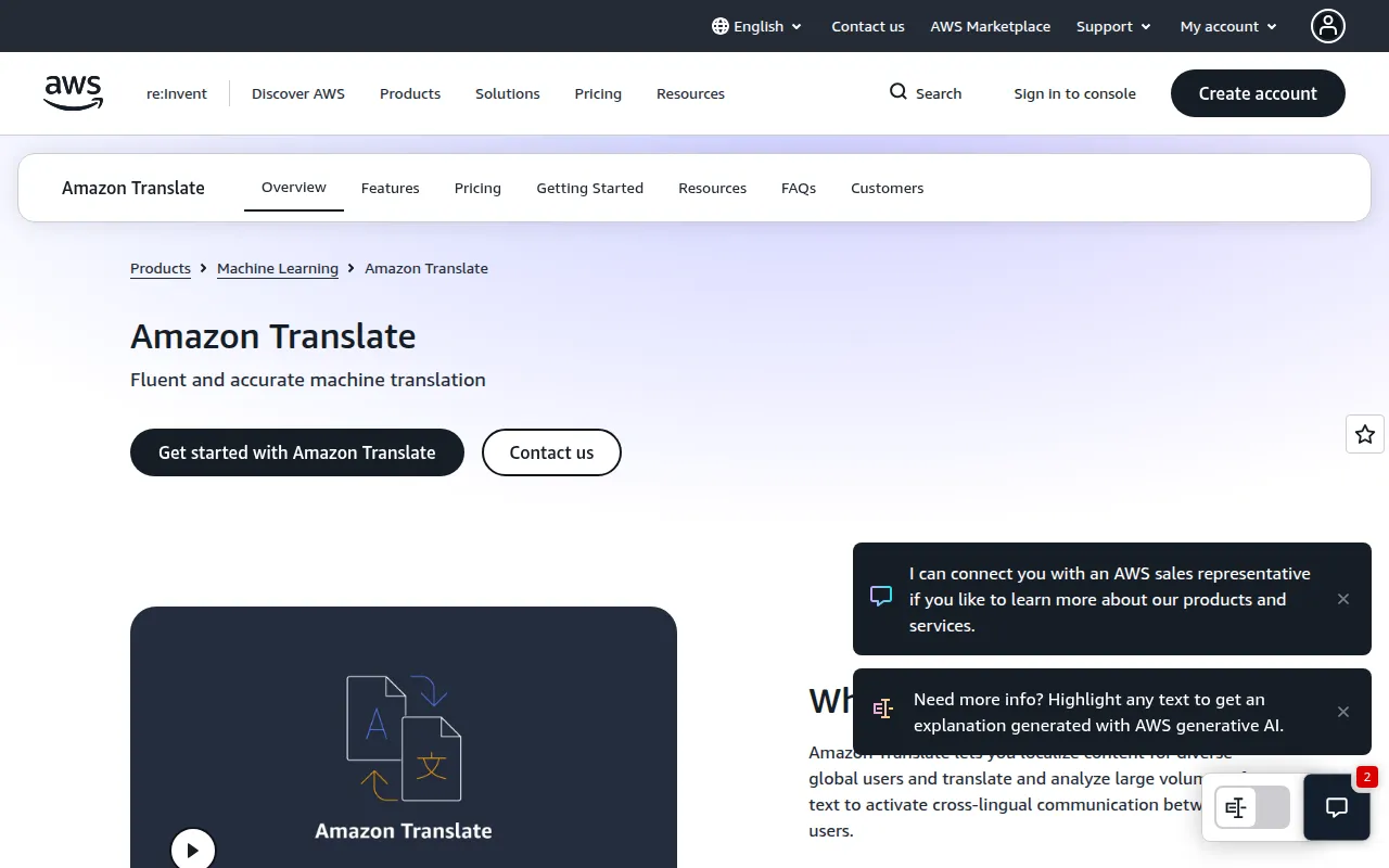 Amazon Translate feature image