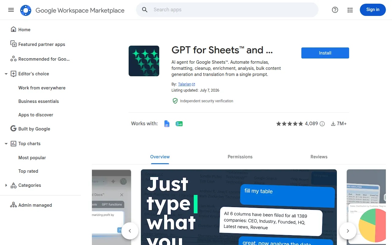 GPT for Sheets and Docs feature image